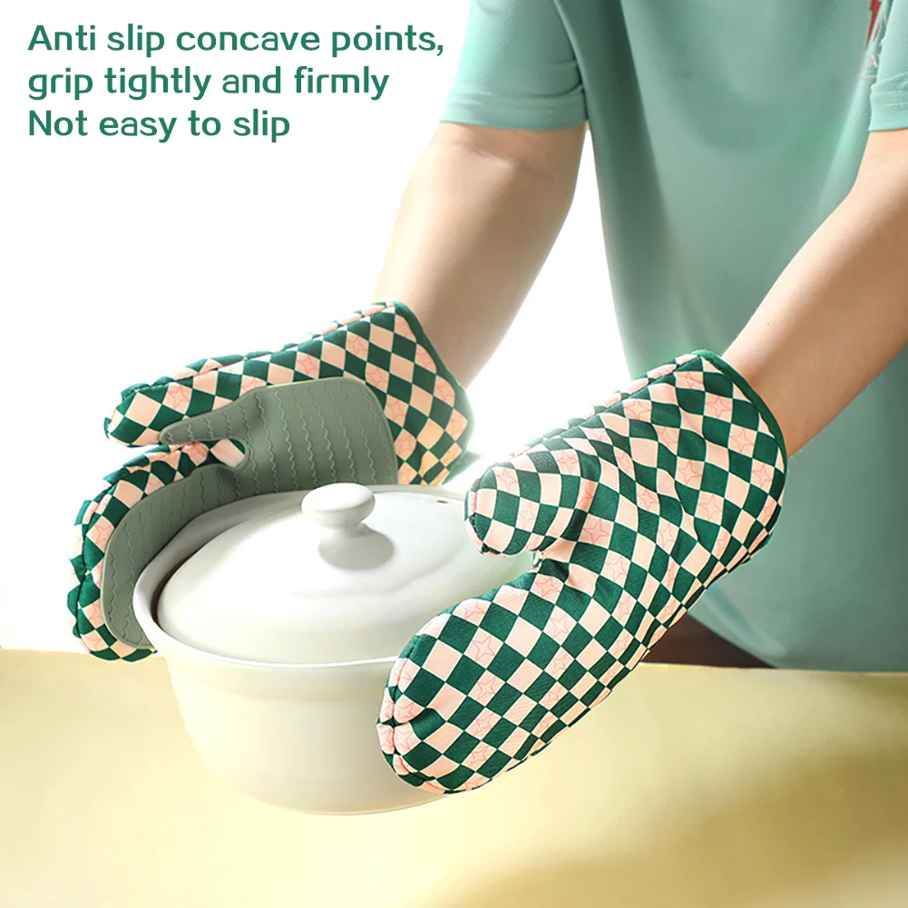 Oven Mitt Silicone - Silicone Oven Mitts Heat Resistant Thickened