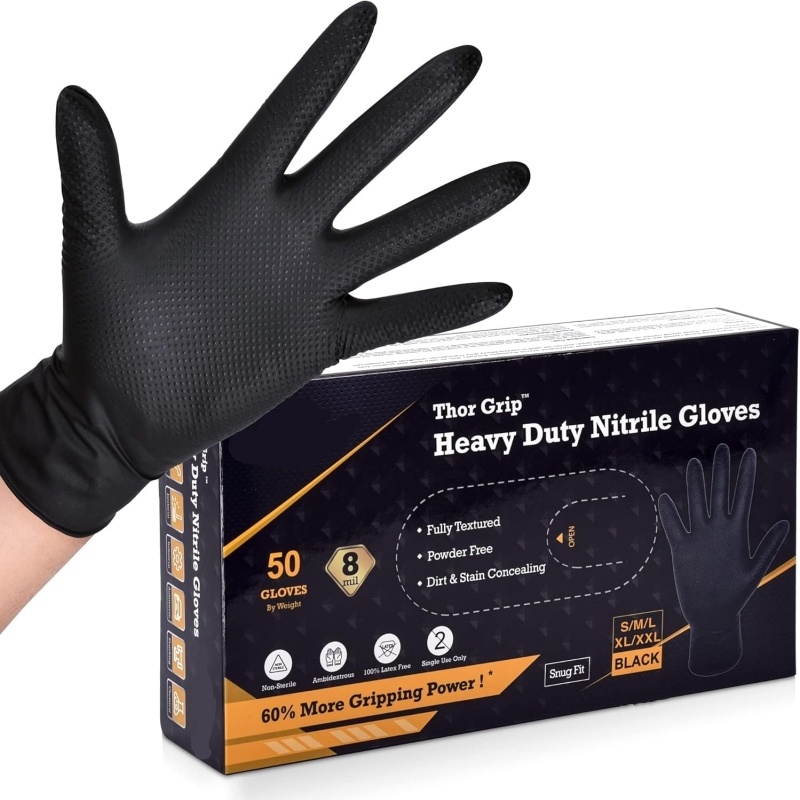 Heavy Duty Black Nitrile Glove - đánh giá và giá Nitrile Mechanic Glove