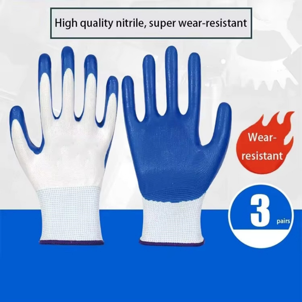 3 Pairs Of Non-slip Wear-resis - đánh giá và giá Nitrile Mechanic Glove
