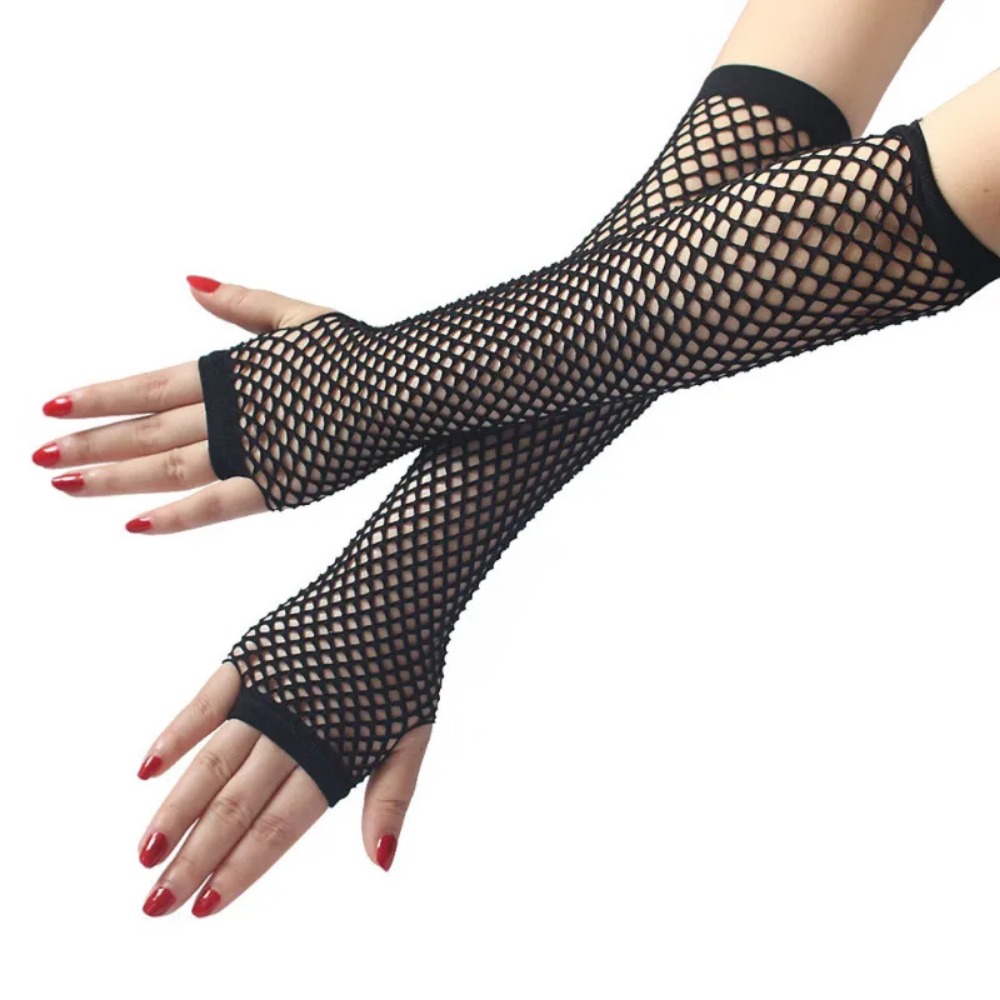 Neon Fishnet Long Fingerless G - đánh giá và giá Fingerless Glove Knit